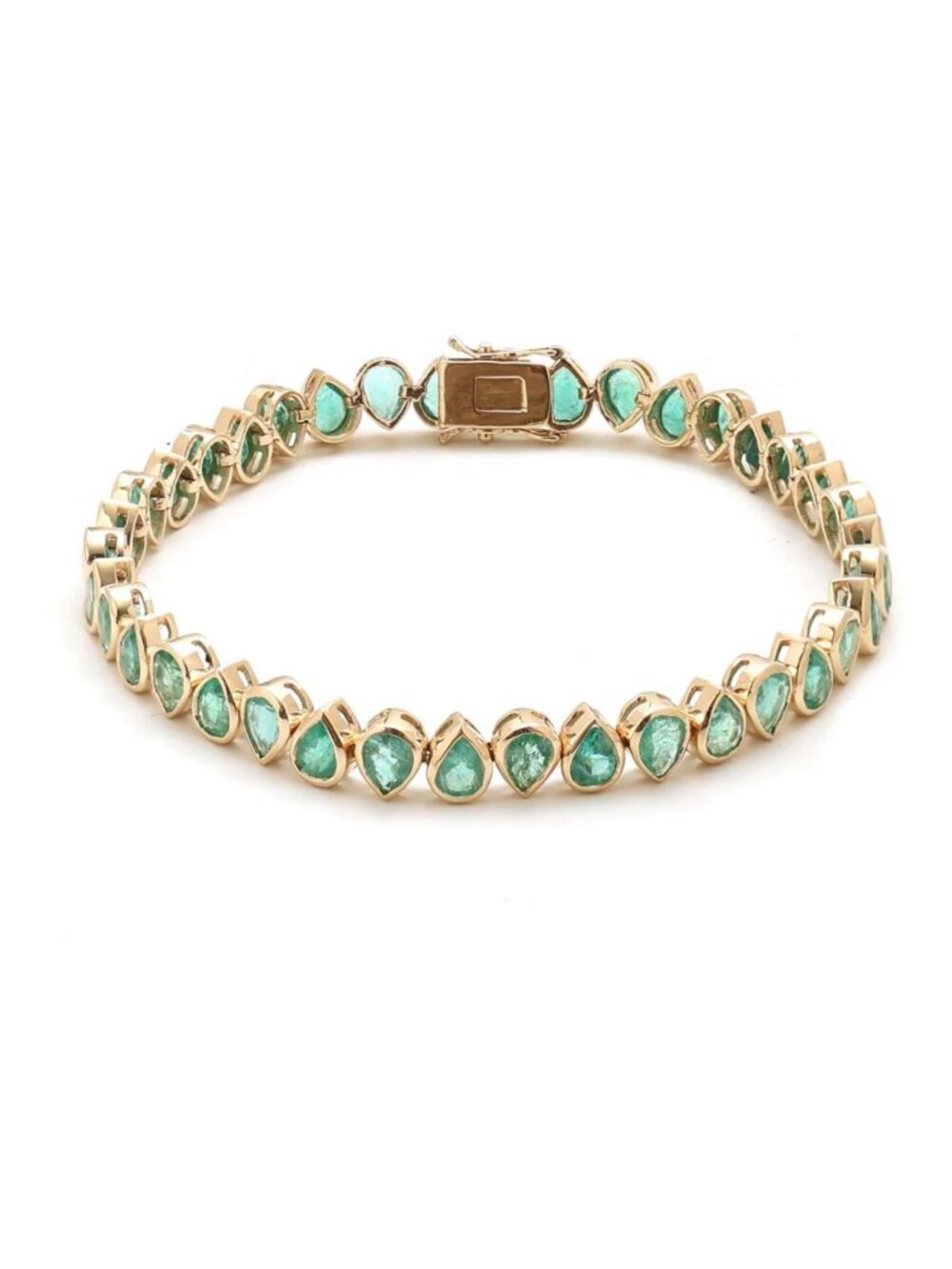 Emerald Green 14K (Custom) Yellow Gold Teardrop Bracelet